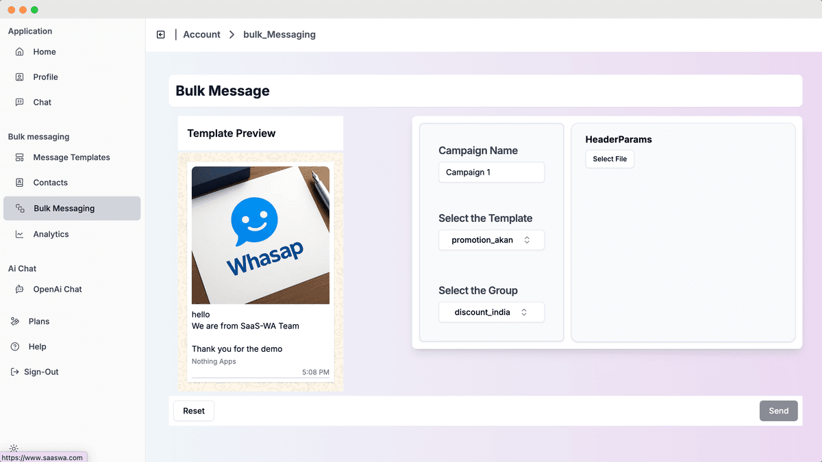 Bulk Messaging Dashboard